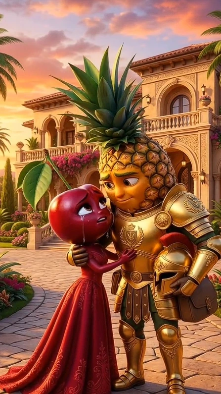 History Ads Fruit Drama — cerise et ananas en scène romantique